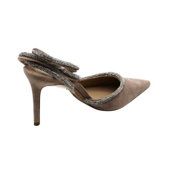 Vhny Womens Claudia Suede Pointed Toe Rhinestone Ankle Strap Wrap Heels Womens - Picture 13 of 16